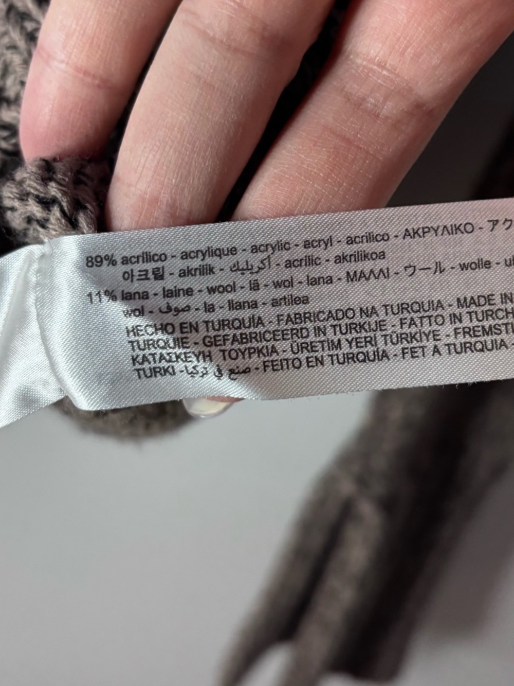 Zara Taupe Marled Asymmetrical Button-Front Turtleneck Sweater - Picture 6 of 7